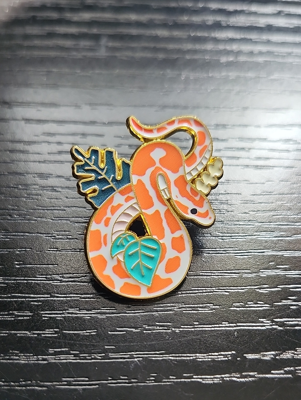 Orange Snake Enamel Pin